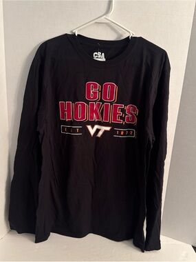Virginia Tech Hokies Long Sleeve T-Shirt Black Adult Large NCAA VT Tee NWT